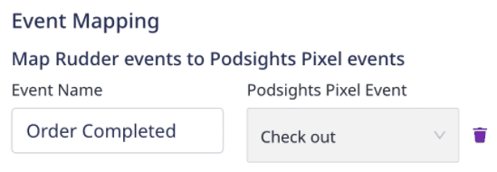 RudderStack event mapping with Podsights