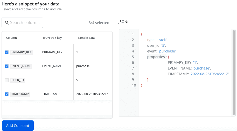 models data snippet