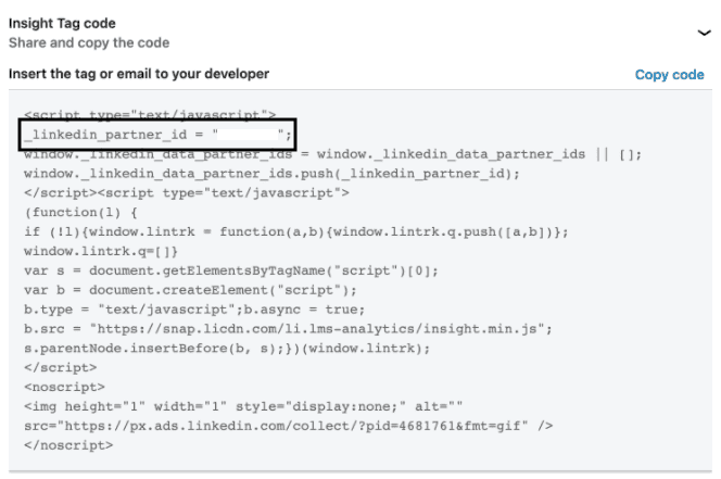 LinkedIn Insight Tag partner ID